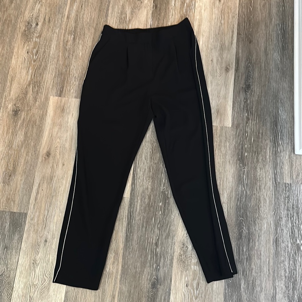 The White Company Black with Silver side stripe, size 8, Dress Pants